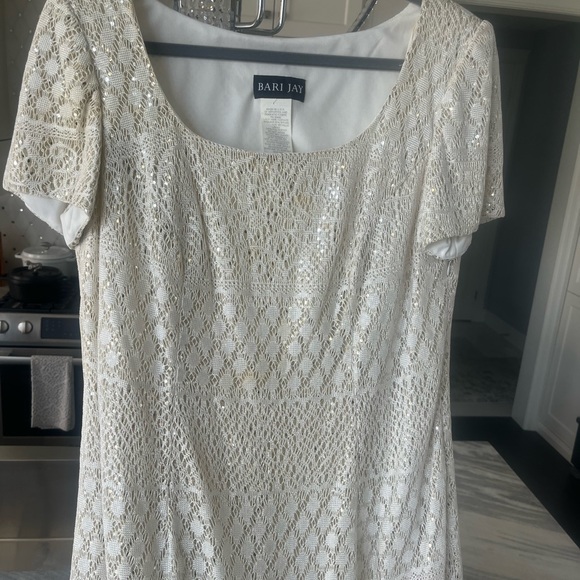 Vintage mother  of the bride floor length gown cream gold lace crochet effect - Picture 14 of 17